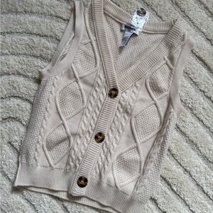 RSQ Beige Cable Knit Sweater Vest